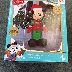 Disney Festive Mickey Mouse Inflatable with Red and Green Outfit